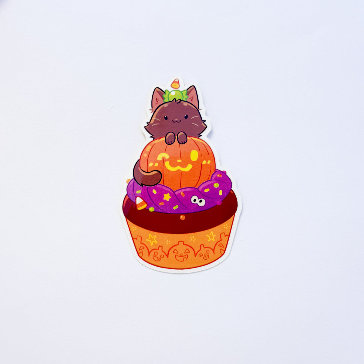 Halloween Cat Cupcake Sticker