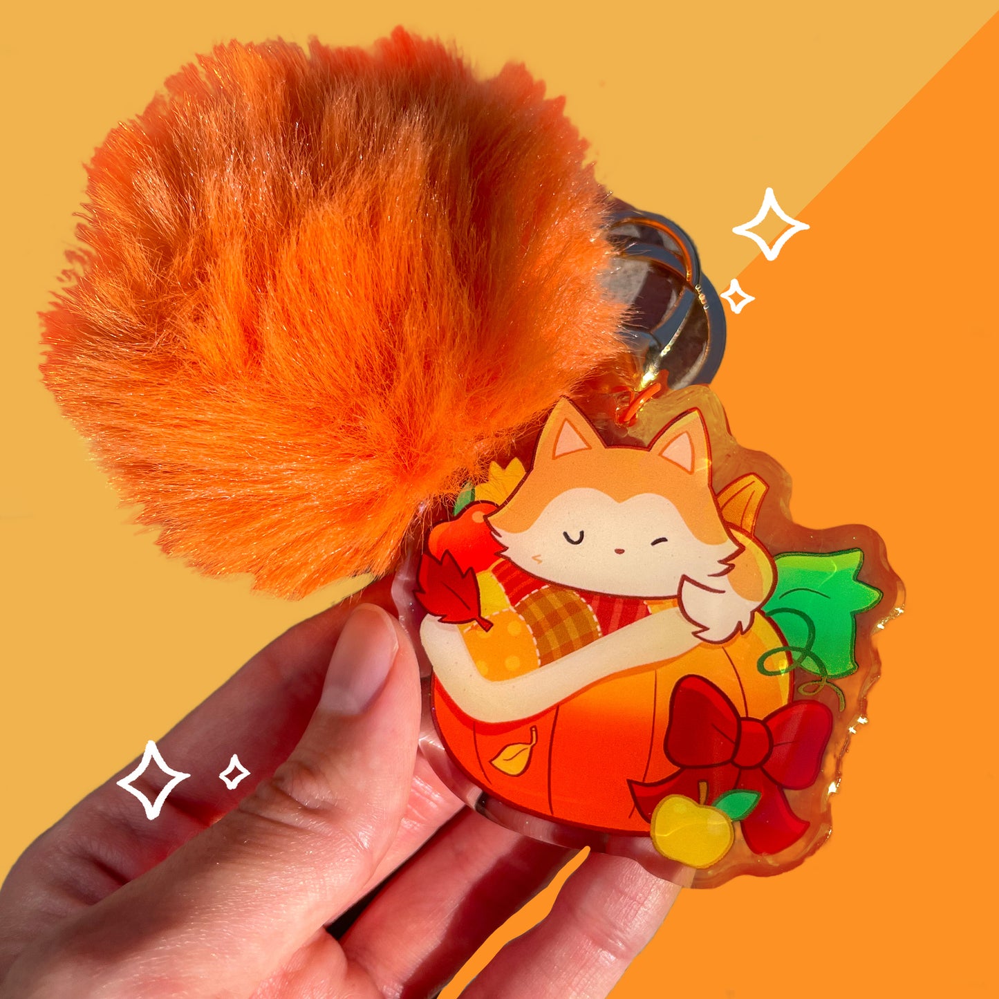 Cozy Pumpkin Pom-pom Keychain