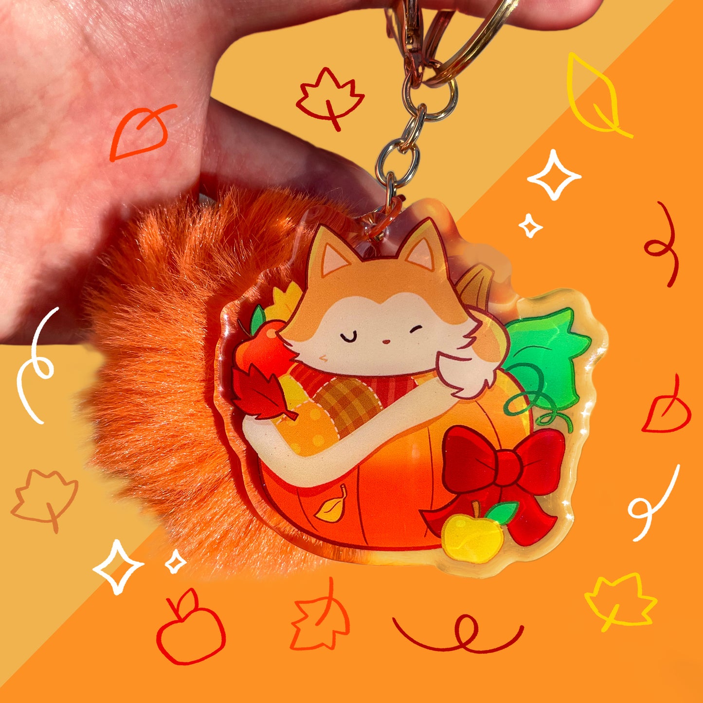 Cozy Pumpkin Pom-pom Keychain