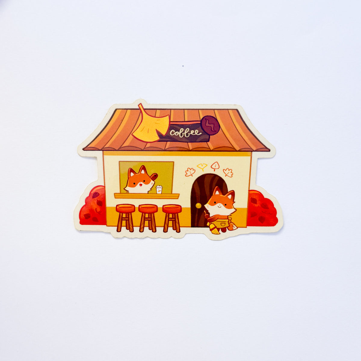 Fox Coffee Shop Sticker