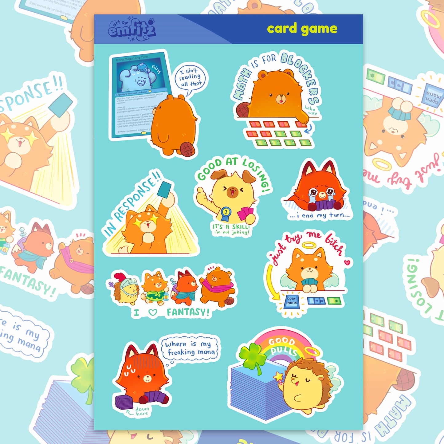 Card Game Vinyl Sticker Sheet