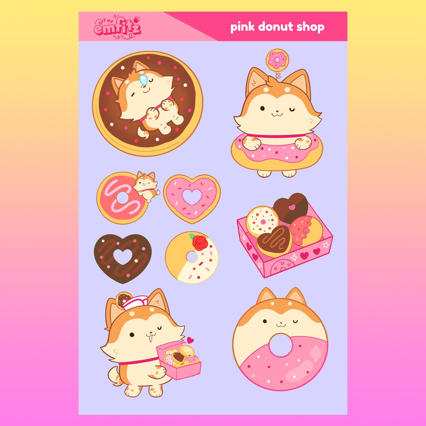 Pink Donuts Sticker Sheet
