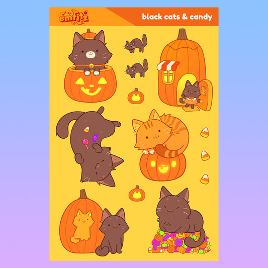 Black Cats and Candy Sticker Sheet