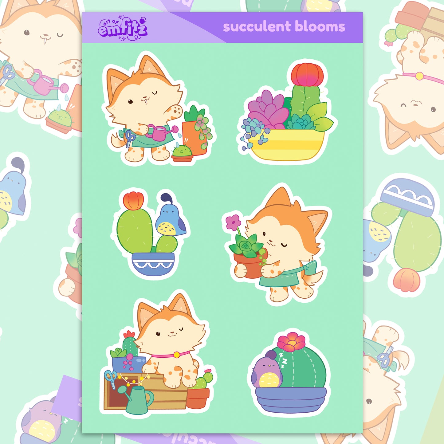 Succulent Garden Vinyl Sticker Sheet