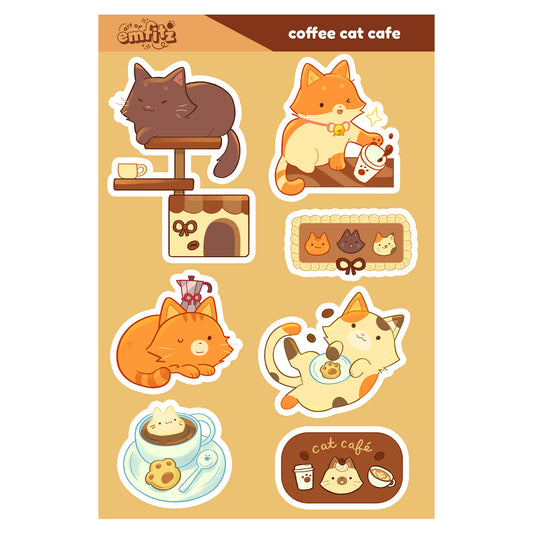 Coffee Cat Cafe Sticker Sheet