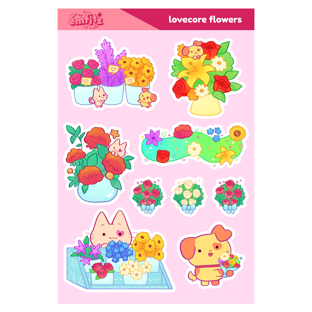 Lovecore Flowers Sticker Sheet