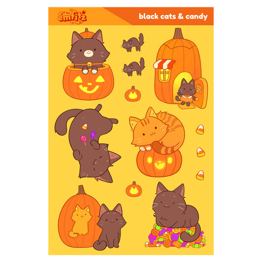 Black Cats and Candy Sticker Sheet